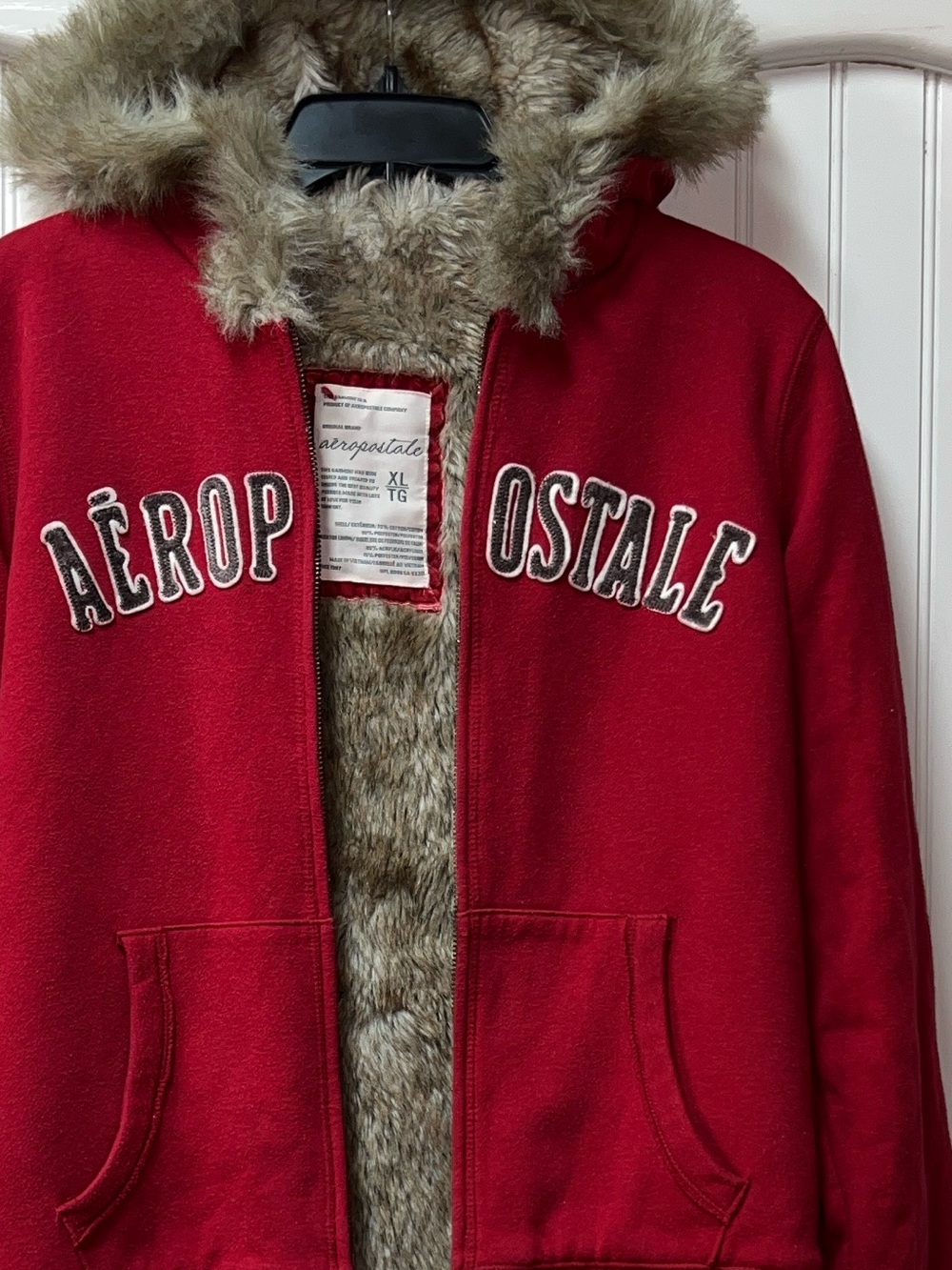 Y2K Aeropostale Fur Zip Hoodie XL Vintage Sweatshirt